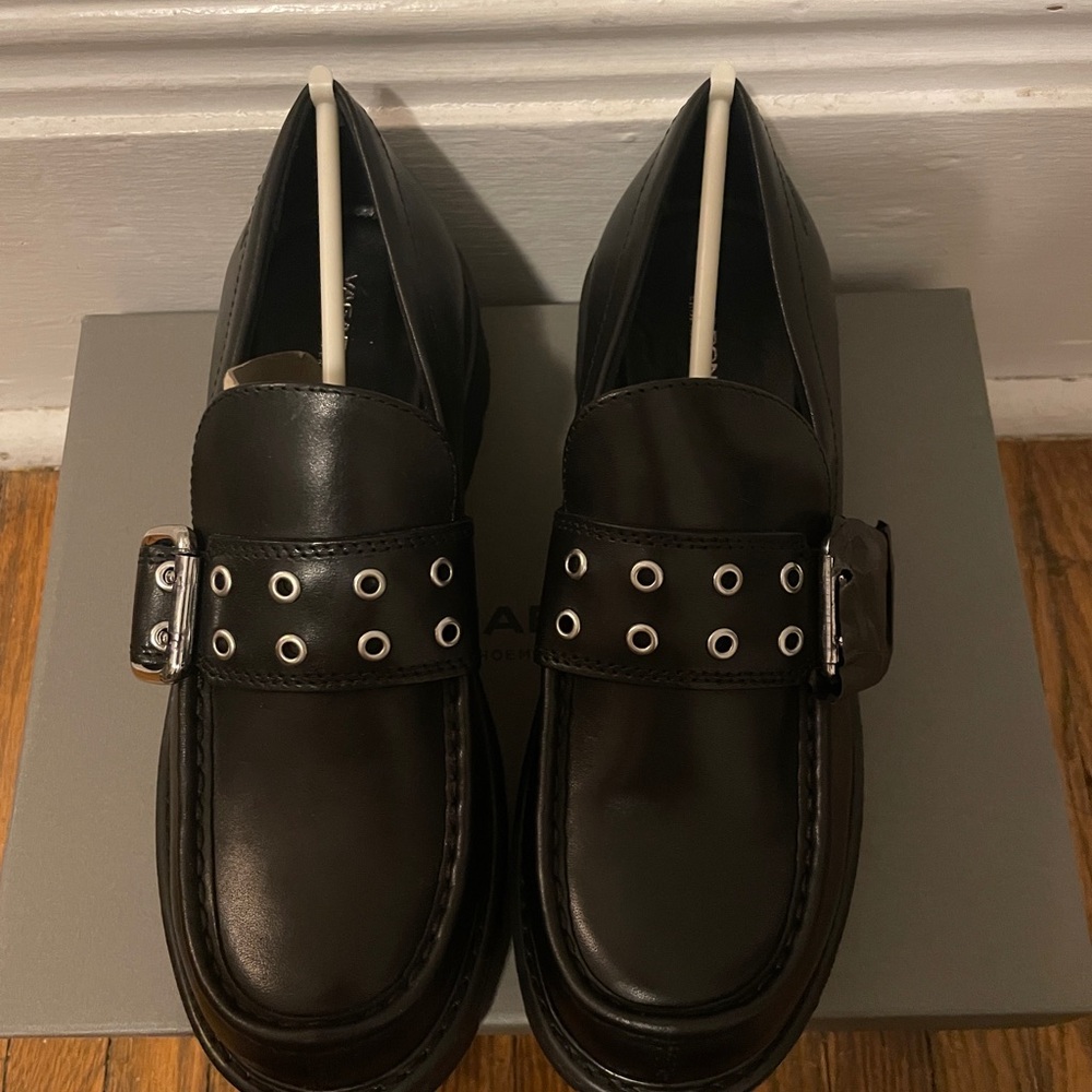 Vagabond Cosmo 2.0 Black Leather Chunky Loafers with Studs - Picture 2 of 6